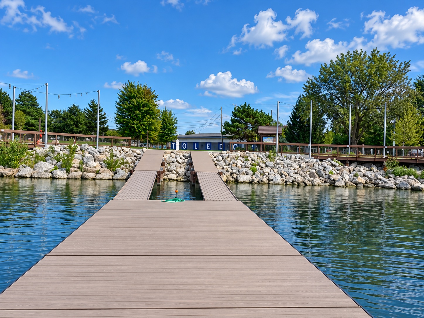 Looking back at the boathouse from the club dock on the Maumee River